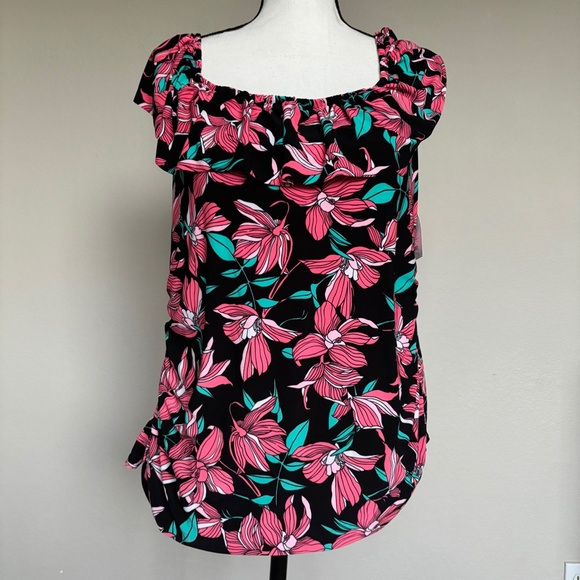 Croft & Barrow Tankini Top Off The Shoulder Floral Women's Plus Size 1X NWT - Picture 1 of 4